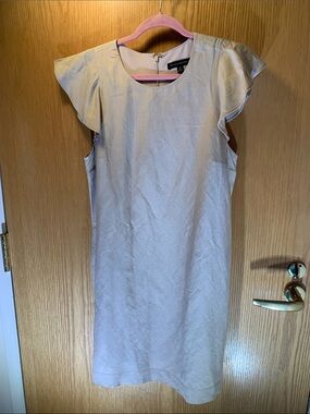Banana Republic Tan Flutter-Sleeve Midi Dress - Size 12